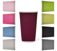 LES ARTISTES Paris A-0920 Tasse 450 ml, Mug à café, thé, boissons chaudes, Porcelaine avec Revêtement silicone thermo-isolant, Compatible Lave-vaisselle, Micro-ondes, Ondulé Beed Red