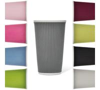 LES ARTISTES Paris A-0923 Tasse 450 ml, Mug à café, thé, boissons chaudes, Porcelaine avec Revêtement silicone thermo-isolant, Compatible Lave-vaisselle, Micro-ondes, Ondulé Gray