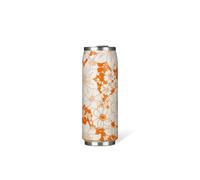 LES ARTISTES Paris A-4288, Canette isotherme, Thermos 500 ml, Gourde isotherme sans BPA, Réutilisable, Bec verseur rabattable avec paille, Acier Inoxydable, Design Stainless Steel (Orange Flower)