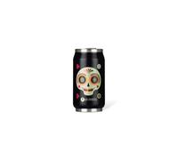 LES ARTISTES Paris A-4301, Canette isotherme, 280 ml, Gourde isotherme sans BPA, Réutilisable, Bec verseur rabattable avec paille, Acier Inoxydable, Design Sugar Skull