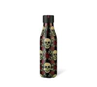 LES ARTISTES Paris A-8133 Bottle'Up, Thermos 500 ml, Gourde isotherme sans BPA, Réutilisable, Garde au chaud 12h et au froid 24h, Acier Inoxydable, Design Rose & Skull