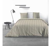 Les Ateliers du Linge - Parure Carmel pour lit Double - Microfibre Douce - Housse de Couette 240x260 cm et 2 taies d'oreiller 63x63 cm - Motif imprimé