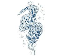 Les autocollants de tatouage de jus de fines herbes INTEROOKIE ne reflètent pas la lumière pendant 15 jours, autocollant de transfert d'eau bleue de tatouage de serpent de geisha (GZ-578)