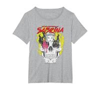 Les Aventures effrayantes du crâne d'icône de Sabrina T-Shirt, Femme Grandes Tailles, Gris Chiné, 4X