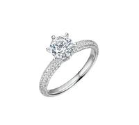 Les Bague de Mariage Promise Ring Or Blanc 9 Carats Au375 avec Un Diamant Rond Créé en Laboratoire de 1 CT Taille Solide Non Plaqué Populaire pour Mesdames Fête Des Mères Bijoux