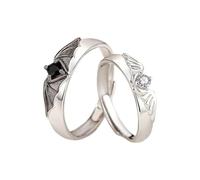 Les bagues de couple Bijoux Noir et Blanc Bagues Ouvertes Ensemble | Bagues Couple Assorties Femme Et Homme Pour un port , l'engagement conjugal, l'anniversaire de naissance et la