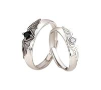 Les bagues de couple | Bijoux réglables noir et blanc - Bagues de Promesse Assorties - Pour un port, l'engagement conjugal, l'anniversaire de naissance et la Saint-Valentin