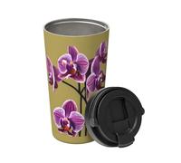 Les belles orchidées portent une tasse à café isotherme. Thermos élégant de 500 ml qui garde les boissons chaudes pendant des heures, parfait pour le café, le thé et plus encore.
