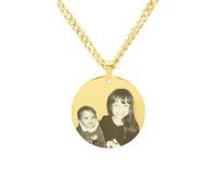 Les Bijoux de Mélanie Collier photo personnalisé doré - Médaille or ronde gravée - Acier inoxydable 316L - Fabrication française (60 cm)