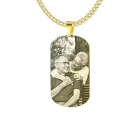 Les Bijoux de Mélanie Collier photo personnalisé or doré - Plaque militaire gravée - Fabriqué en France (60 cm)