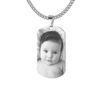 Les Bijoux de Mélanie Collier photo personnalisé - Plaque militaire en acier inoxydable 316L - Gravure photo recto verso - Cadeau homme ou femme - Fabriqué en France - Personnalisé en 24-48 h (55 cm)