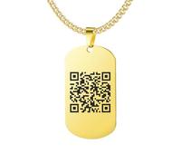 Les Bijoux de Mélanie Collier plaque QR code doré - Bijou personnalisé - Fabrication française - Acier inoxydable 316L (60 cm)