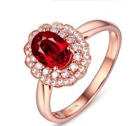 Les Bijoux Femme Alliance Rose Gold 18 Carats Ruby Créé en Laboratoire Tourmaline Sang de Pigeon Fleur 0,6 CT Taille Solide Non Plaqué Mode pour Tante Anniversaire Bijoux