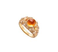 Les Bijoux Femme Bague en 50 Or Jaune 9 Carats Au375 Ovale avec Grenat Mandarin de 1,76 CT et Diamant Solide Non Plaqué Mise à Niveau 3.0 pour Mesdames Nouvelle Année Bijoux