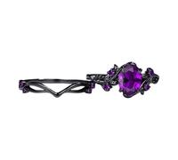 Les Bijoux Inspirés De L'Art Nouveau Avec Des Amethyste En Pierre Et En Alliage Anti-ternissement Artisanat Rose Rose Croix Anneaux Arme À