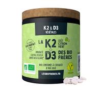 Les Bio Frères - La K2-90 Comprimés à Croquer Citron Vert - Os, Dents & Immunité - Calcium & Phosphore - 45 Jours