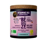 Les Bio Frères - Vitamine B12 Bio Végane d’Origine Naturelle - Énergie, Vitalité & Réduction de la Fatigue - Système Nerveux & Immunitaire - Cure 4 Mois (120 Comprimés) (Fraise-Banane)