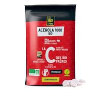 Les Bio Frères - Vitamine C 1000 mg Acérola à Croquer - Immunité - 2 Mois | Moins de Fatigue, Plus de Tonus - Vitamine C Naturelle, Pas de Synthèse - 1 par Jour, Goût Doux - Vegan - Made in France