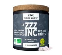 Zinc Naturel - Immunité, Cheveux & Peau - Combat l’Acné - 90 Comprimés Vegan à Avaler - Assimilation Optimale - Les Bio Frères