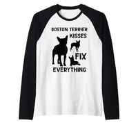 Les Bisous de Boston Terrier réparent Tout Maman de Boston Manche Raglan