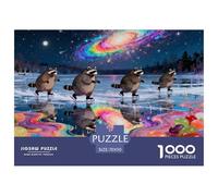 Les blaireaux patinent sur la Glace Puzzle en Bois Imperméable Puzzles De 1000 Pièces pour Adultes Défi Et Casse-tête Jeux De Stimulants