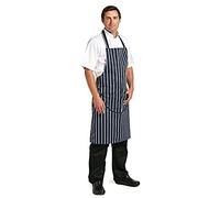 Les Blancs Chefs Apparel A535 Boucher Bavoir tablier, Bleu marine à rayures
