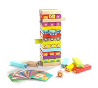 Les Blocs De Construction En Bois De Domino De Tour Jouent Le Cadeau De No?L Animal 8.5*8.8*28.5cm