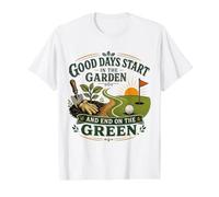 Les Bonnes journées commencent dans Le Jardin, Le Golf et Le Jardinage T-Shirt Graphique avec Valeur, Homme, Blanc, M