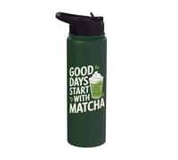 Les bons jours commencent avec le Matcha Funny Iced Matcha Stainless Steel Insulated Water Bottle