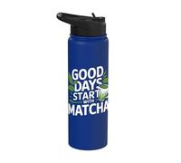 Les bons jours commencent avec le matcha Stainless Steel Insulated Water Bottle