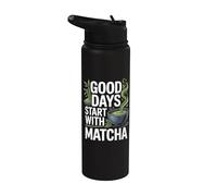 Les bons jours commencent avec l'énergie positive du matcha Stainless Steel Insulated Water Bottle