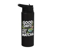 Les bons jours commencent avec les amateurs de matcha Stainless Steel Insulated Water Bottle