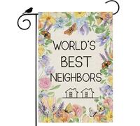 Les Bons Voisins Du Monde, Des Fleurs Drôles, Des Papillons, L'Été Bannière Décoratif Drapeaux Résistant Aux Intempéries Drapeau De Jardin Pour Jardin Porche Cour 30X45Cm