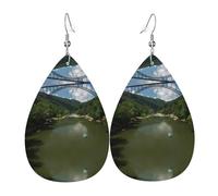 Les boucles d'oreilles Architecture Mountains en cuir en forme de goutte pour femme sont adaptées pour les fêtes, les fêtes de vacances et les cadeaux., taille unique