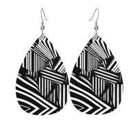 Les boucles d'oreilles aux lignes géométriques noires et blanches en forme de goutte sont parfaites pour les réunions de vacances ou les dîners de famille.