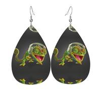 Les boucles d'oreilles Cameleon Listen Music pour femme en forme de goutte en cuir sont adaptées pour les fêtes, les fêtes de vacances et les cadeaux., taille unique