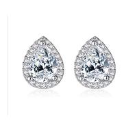 Les boucles d'oreilles de mariage promesses de goujon de diamant de chute d'eau sterling pour les femmes promettent des boucles d'oreilles haut de gamme