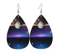 Les boucles d'oreilles en cuir Cosmic Saturne en forme de goutte sont un accessoire luxueux et tendance adapté aux femmes, mettant en valeur le charme individuel.