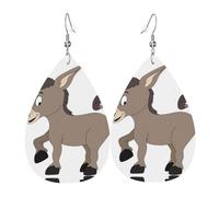 Les boucles d'oreilles en cuir en forme d'âne de dessin animé pour femme sont adaptées pour les fêtes, les fêtes de vacances et les cadeaux., taille unique