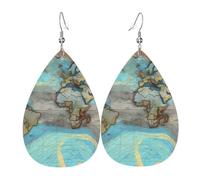 Les boucles d'oreilles en cuir en forme de goutte de carte du monde de dessin animé sont un accessoire luxueux et tendance adapté aux femmes, mettant en valeur le charme individuel.