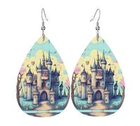 Les boucles d'oreilles en cuir en forme de goutte de château de conte de fées sont un accessoire luxueux et tendance adapté aux femmes, mettant en valeur le charme individuel.