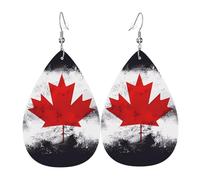 Les boucles d'oreilles en cuir en forme de goutte de drapeau canadien sont un accessoire luxueux et tendance adapté aux femmes, mettant en valeur le charme individuel.