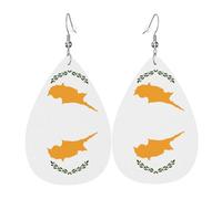 Les boucles d'oreilles en cuir en forme de goutte de drapeau de Chypre sont un accessoire luxueux et tendance adapté aux femmes, mettant en valeur le charme individuel.