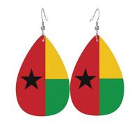Les boucles d'oreilles en cuir en forme de goutte de drapeau de Guinée-Bissau sont un accessoire luxueux et tendance adapté aux femmes, mettant en valeur le charme individuel.