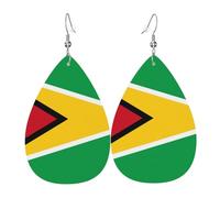Les boucles d'oreilles en cuir en forme de goutte de drapeau de Guyane sont un accessoire luxueux et tendance adapté aux femmes, mettant en valeur le charme individuel.