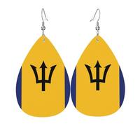 Les boucles d'oreilles en cuir en forme de goutte de drapeau de la Barbade sont un accessoire luxueux et tendance adapté aux femmes, mettant en valeur le charme individuel.
