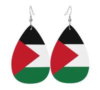 Les boucles d'oreilles en cuir en forme de goutte de drapeau de l'État de Palestine sont un accessoire luxueux et tendance adapté aux femmes, mettant en valeur le charme individuel.