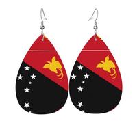 Les boucles d'oreilles en cuir en forme de goutte de drapeau de Papouasie-Nouvelle-Guinée sont un accessoire luxueux et tendance adapté aux femmes, mettant en valeur le charme individuel.