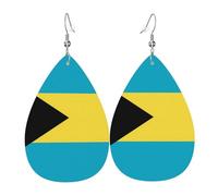 Les boucles d'oreilles en cuir en forme de goutte de drapeau des Bahamas sont un accessoire luxueux et tendance adapté aux femmes, mettant en valeur le charme individuel.