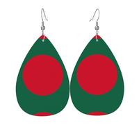 Les boucles d'oreilles en cuir en forme de goutte de drapeau du Bangladesh sont un accessoire luxueux et tendance adapté aux femmes, mettant en valeur le charme individuel.